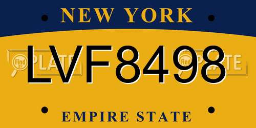 LVF8498 New York License Plate