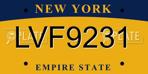 LVF9231 New York License Plate