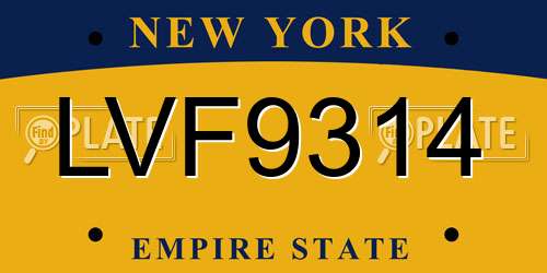 LVF9314 New York License Plate