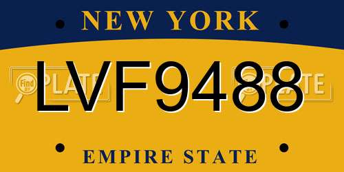 LVF9488 New York License Plate