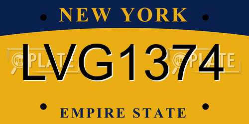 LVG1374 New York License Plate