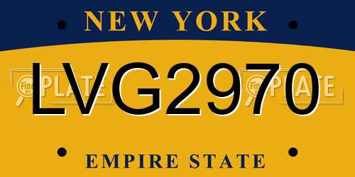 LVG2970 New York License Plate