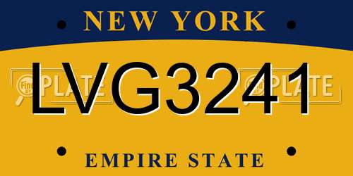LVG3241 New York License Plate