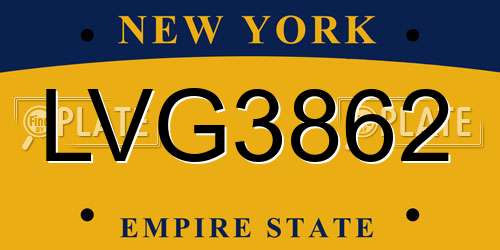 LVG3862 New York License Plate