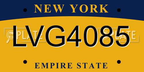 LVG4085 New York License Plate