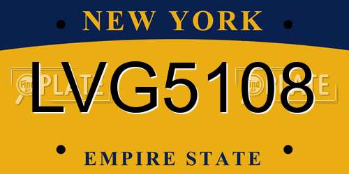 LVG5108 New York License Plate