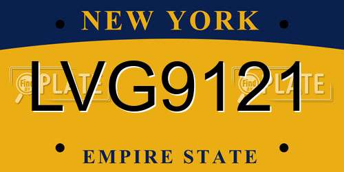 LVG9121 New York License Plate
