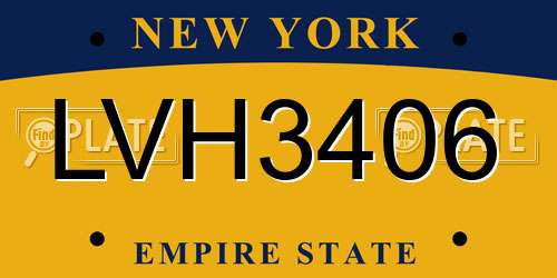 LVH3406 New York License Plate