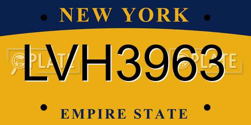 LVH3963 New York License Plate