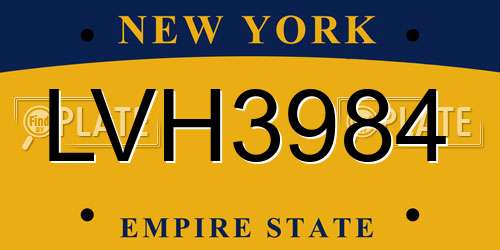 LVH3984 New York License Plate
