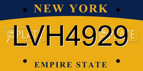 LVH4929 New York License Plate