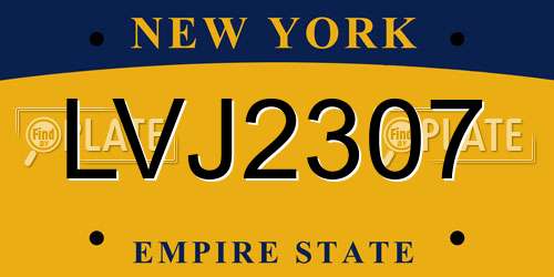 LVJ2307 New York License Plate