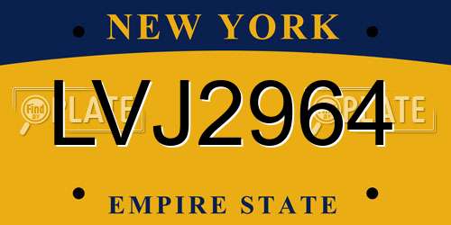 LVJ2964 New York License Plate
