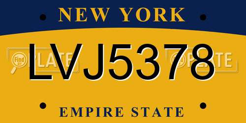 LVJ5378 New York License Plate
