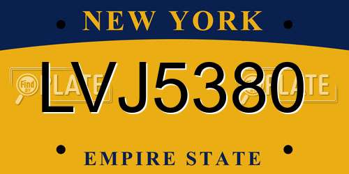 LVJ5380 New York License Plate