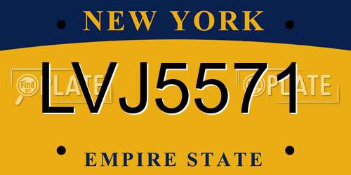 LVJ5571 New York License Plate