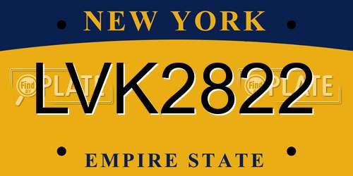 LVK2822 New York License Plate