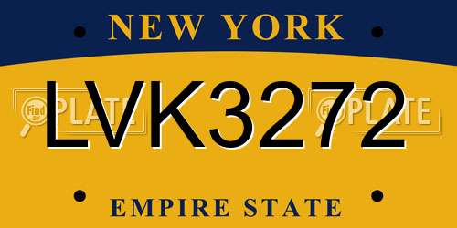 LVK3272 New York License Plate