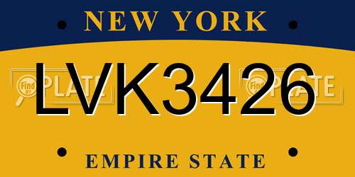 LVK3426 New York License Plate