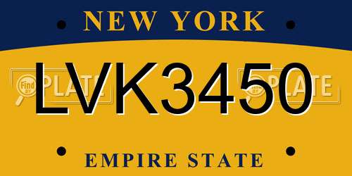 LVK3450 New York License Plate