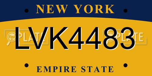 LVK4483 New York License Plate