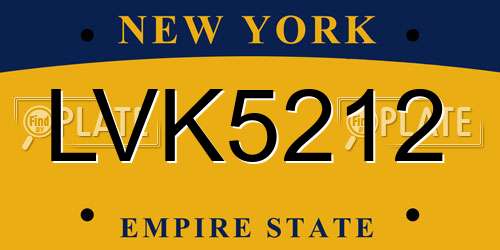 LVK5212 New York License Plate