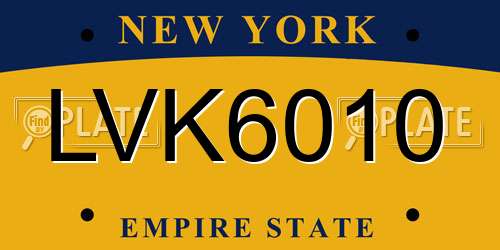 LVK6010 New York License Plate
