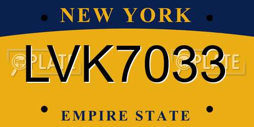 LVK7033 New York License Plate