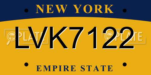 LVK7122 New York License Plate