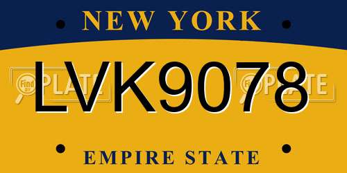LVK9078 New York License Plate