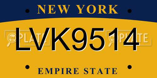 LVK9514 New York License Plate