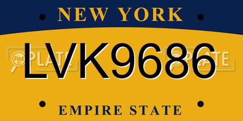 LVK9686 New York License Plate