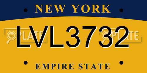 LVL3732 New York License Plate