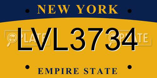 LVL3734 New York License Plate