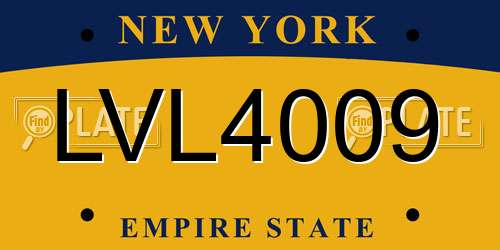LVL4009 New York License Plate