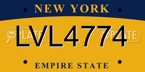 LVL4774 New York License Plate