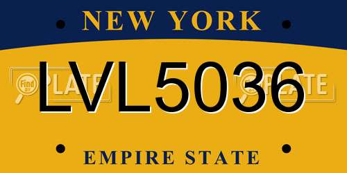 LVL5036 New York License Plate