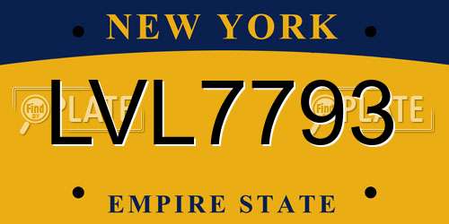 LVL7793 New York License Plate