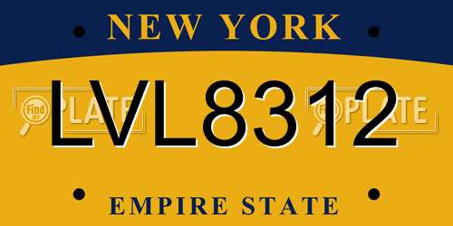 LVL8312 New York License Plate