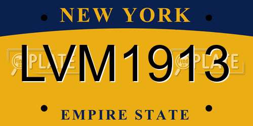 LVM1913 New York License Plate