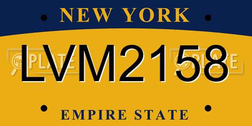 LVM2158 New York License Plate