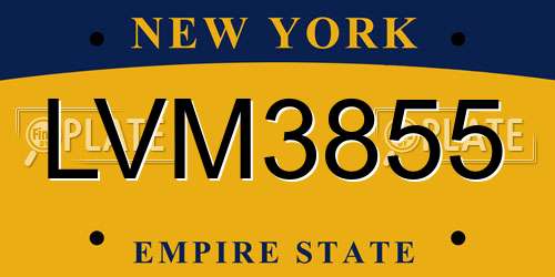 LVM3855 New York License Plate