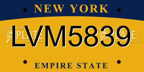 LVM5839 New York License Plate