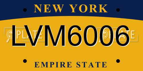 LVM6006 New York License Plate