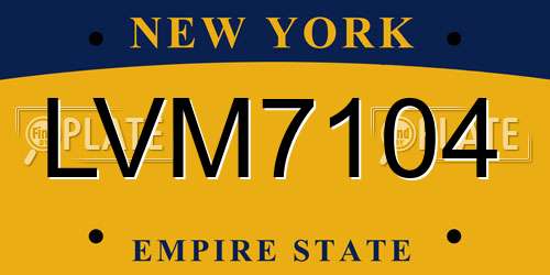 LVM7104 New York License Plate