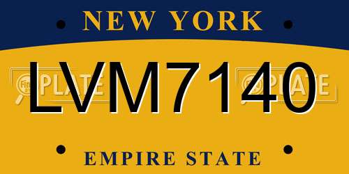 LVM7140 New York License Plate