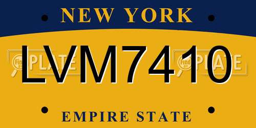 LVM7410 New York License Plate