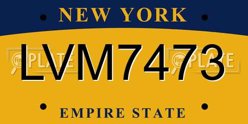 LVM7473 New York License Plate