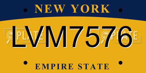 LVM7576 New York License Plate
