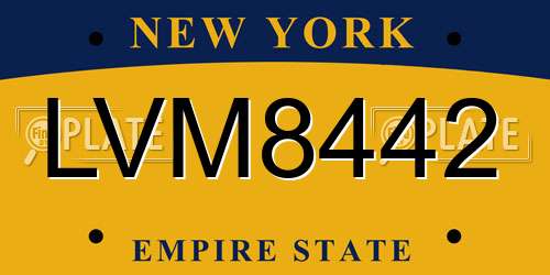 LVM8442 New York License Plate